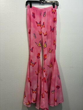Sugar Thrillz Pink Butterfly Print Flare Pants